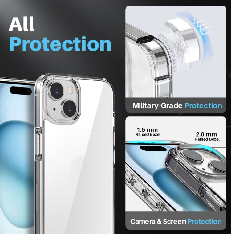 For iPhone 15 Plus NORTHJO 3 in 1 Clear Phone Case with Screen Film + Rear Lens Film