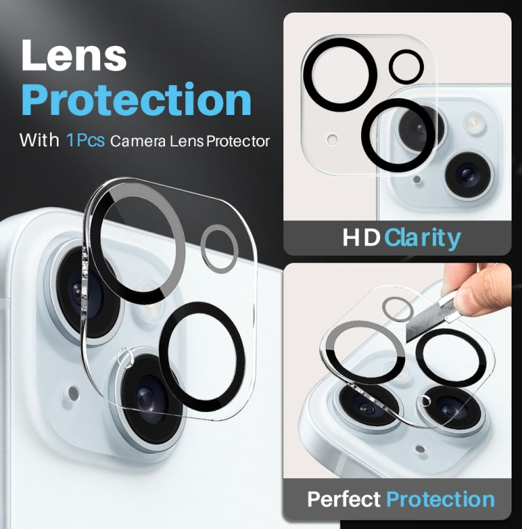 For iPhone 15 Plus NORTHJO 3 in 1 Clear Phone Case with Screen Film + Rear Lens Film