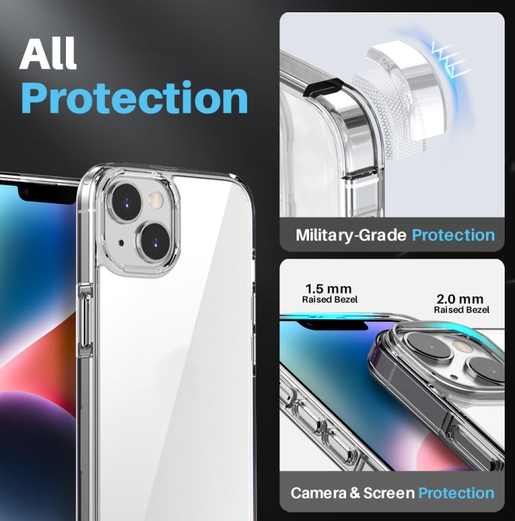 For iPhone 14 NORTHJO 3 in 1 Clear Phone Case with Screen Film + Rear Lens Film