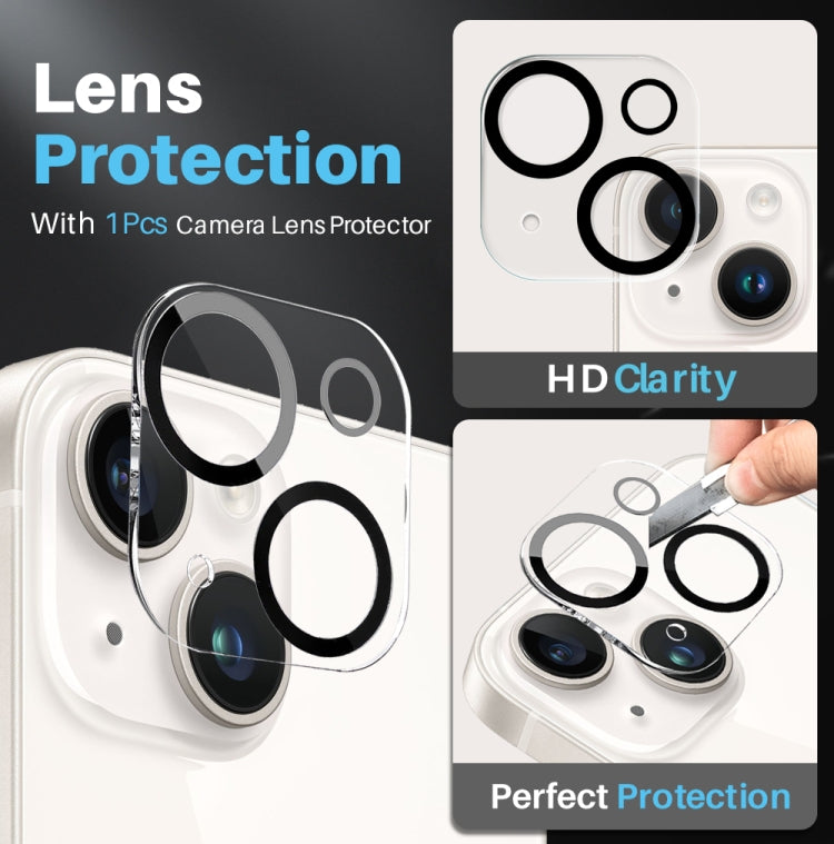 For iPhone 14 NORTHJO 3 in 1 Clear Phone Case with Screen Film + Rear Lens Film