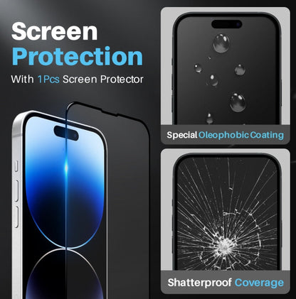For iPhone 14 Pro NORTHJO 3 in 1 Clear Phone Case with Screen Film + Rear Lens Film