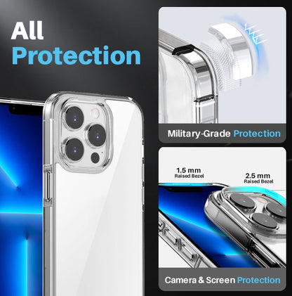 Pour iPhone 13 Pro NORTHJO Étui de protection transparent 3 en 1 avec film de protection d'écran + film de protection d'objectif arrière
