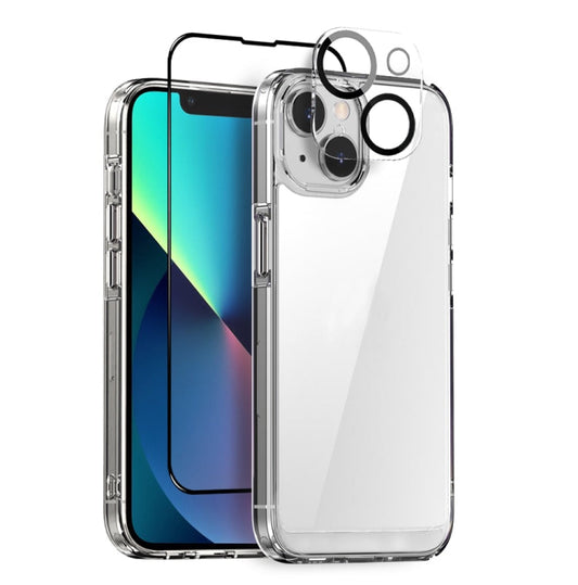 Pour iPhone 13 NORTHJO Coque transparente 3 en 1 avec film de protection d'écran + film de protection pour objectif arrière