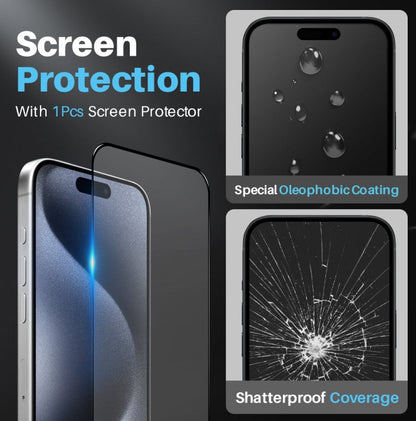For iPhone 15 Pro Max NORTHJO 3 in 1 Magsafe Clear Phone Case with Screen Film + Rear Lens Film