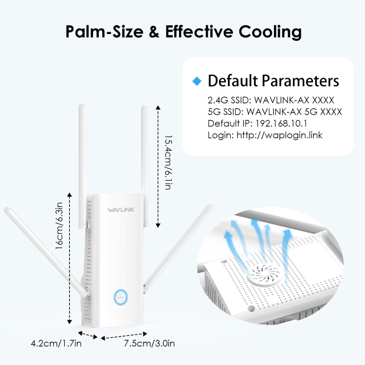Wavlink WN583AX3 AX3000 Dual Band WiFi Repeater/AP/Router/Mesh Mode WiFi Extender, Plug:UK Plug