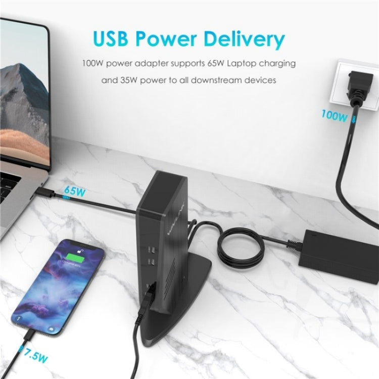 WAVLINK UG69PD5 USB-C HD 60Hz Monitor Adapter Dual 4K Display Docking Station, Plug:EU Plug