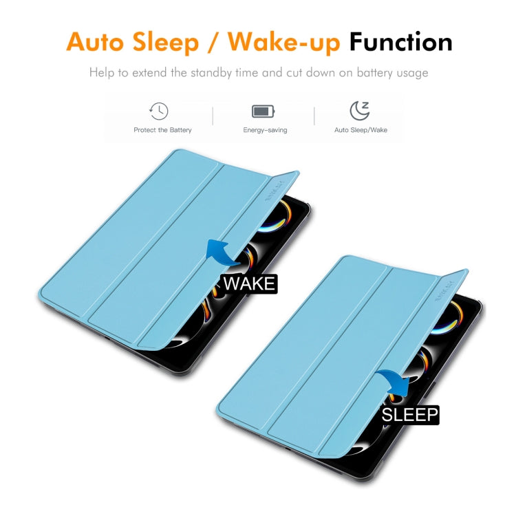 For iPad Pro 13 2025 / 2024 ENKAY Tri-fold Custer Texture Platic Leather Smart Tablet Case(Black)