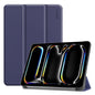 For iPad Pro 13 2025 / 2024 ENKAY Tri-fold Custer Texture Platic Leather Smart Tablet Case(Dark Blue)