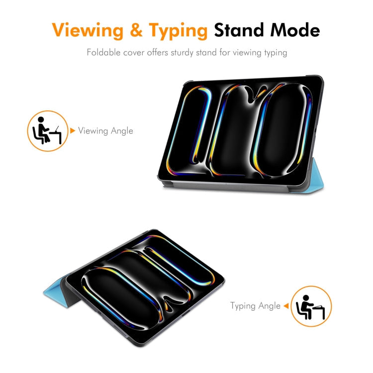 For iPad Pro 13 2025 / 2024 ENKAY Tri-fold Custer Texture Platic Leather Smart Tablet Case(Grey)