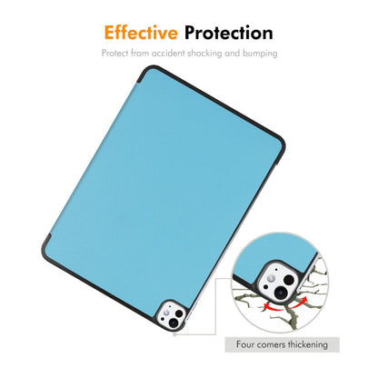 For iPad Pro 13 2025 / 2024 ENKAY Tri-fold Custer Texture Platic Leather Smart Tablet Case(Grey)