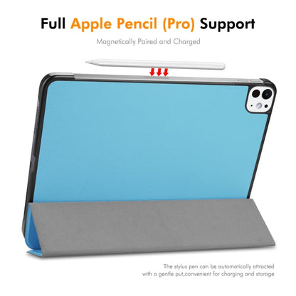 For iPad Pro 13 2025 / 2024 ENKAY Tri-fold Custer Texture Platic Leather Smart Tablet Case(White)
