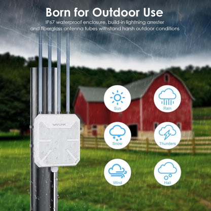 WAVLINK WN573HX3 AX3000 Waterproof Outdoor WiFi Wireless Outdoor Dual Band Router, Plug:AU Plug