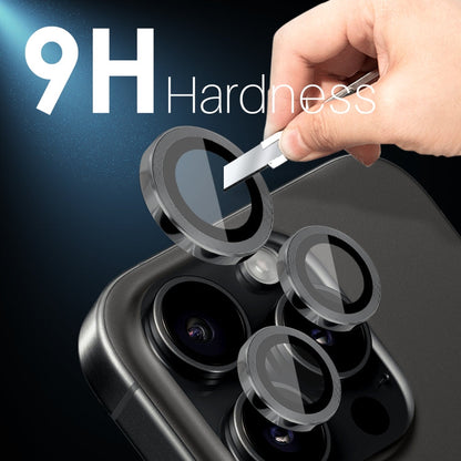 For iPhone 15 Pro / 15 Pro Max NORTHJO 2 Set 6pcs Camera Lens Protector Cover Metal Ring(Black)