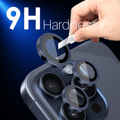 For iPhone 15 Pro / 15 Pro Max NORTHJO 2 Set 6pcs Camera Lens Protector Cover Metal Ring(Blue)