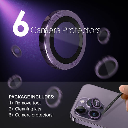 For iPhone 15 Pro / 15 Pro Max NORTHJO 2 Set 6pcs Camera Lens Protector Cover Metal Ring(Purple)
