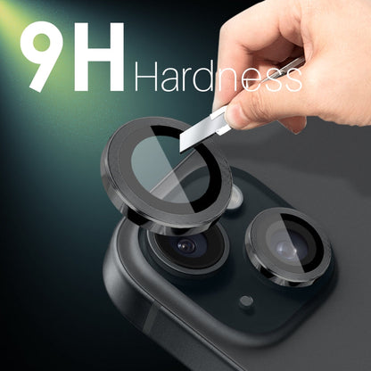 For iPhone 15 / 15 Plus / 14 / 14 Plus NORTHJO 3 Set 6pcs Camera Lens Protector Cover Metal Ring Film(Black)