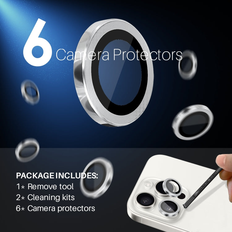 Pour iPhone 15 / 15 Plus / 14 / 14 Plus NORTHJO Lot de 3 (6 pièces) Protection d'objectif d'appareil photo Anneau en métal (Argent)