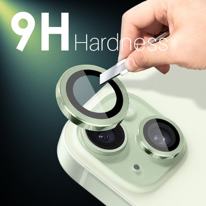 For iPhone 15 / 15 Plus / 14 / 14 Plus NORTHJO 3 Set 6pcs Camera Lens Protector Cover Metal Ring Film(Green)