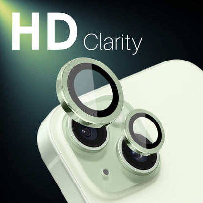 For iPhone 15 / 15 Plus / 14 / 14 Plus NORTHJO 3 Set 6pcs Camera Lens Protector Cover Metal Ring Film(Green)