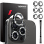 For iPhone 15 Pro / 15 Pro Max NORTHJO 2 Set 6pcs Camera Lens Protector Glitter Metal Ring Film(Black)