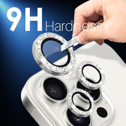 For iPhone 15 Pro / 15 Pro Max NORTHJO 2 Set 6pcs Camera Lens Protector Glitter Metal Ring Film(Silver)