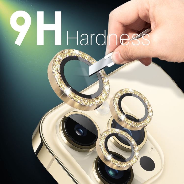 For iPhone 15 Pro / 15 Pro Max NORTHJO 2 Set 6pcs Camera Lens Protector Glitter Metal Ring Film(Gold)