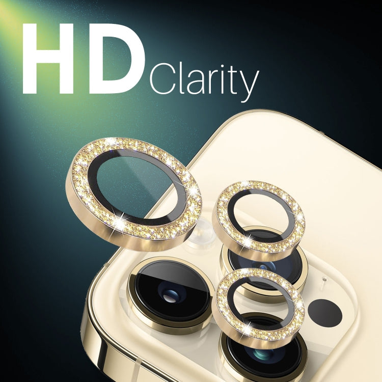 For iPhone 15 Pro / 15 Pro Max NORTHJO 2 Set 6pcs Camera Lens Protector Glitter Metal Ring Film(Gold)