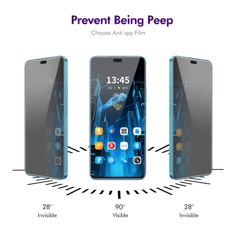 Pour Honor 400 Lite Global ENKAY Hat-Prince Film de protection en verre trempé anti-espion 28 degrés