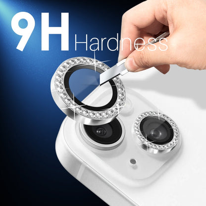 For iPhone 15 / 15 Plus / 14 / 14 Plus NORTHJO 3 Set 6Pcs Camera Lens Protector Diamond Metal Ring Film(Silver)