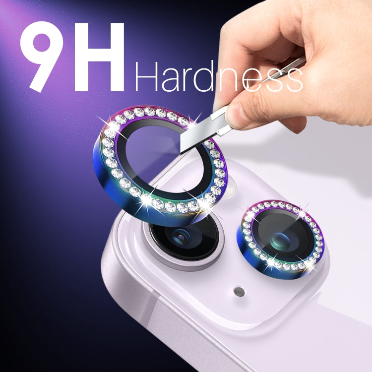 For iPhone 15 / 15 Plus / 14 / 14 Plus NORTHJO 3 Set 6Pcs Camera Lens Protector Diamond Metal Ring Film(Colorful)