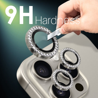 For iPhone 15 Pro / 15 Pro Max NORTHJO 2 Set 6Pcs Camera Lens Protector Diamond Metal Ring Film(Natural)