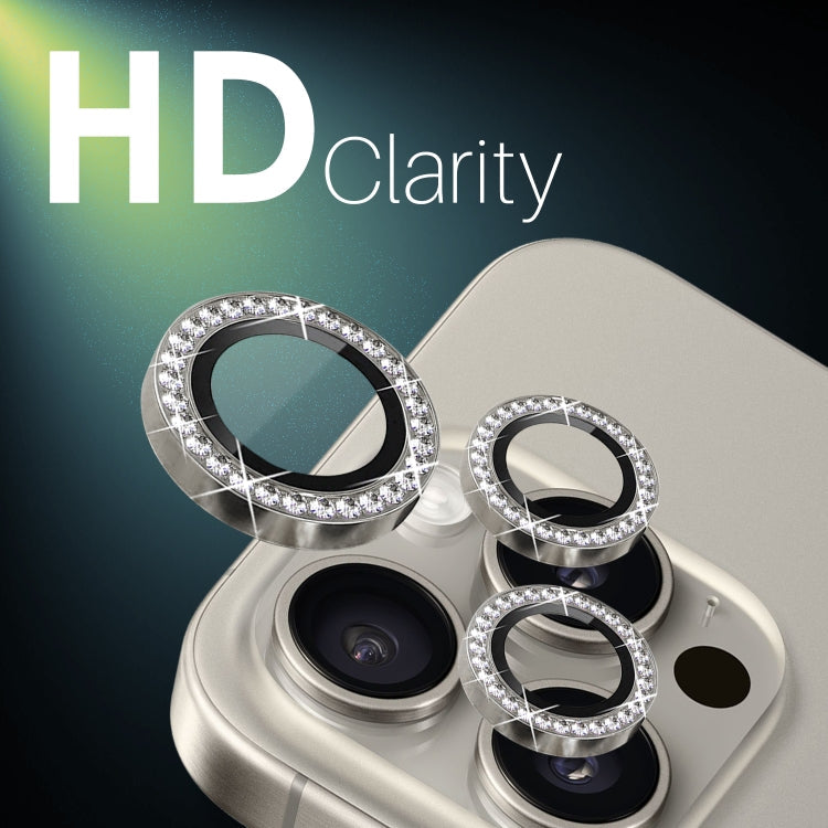 For iPhone 15 Pro / 15 Pro Max NORTHJO 2 Set 6Pcs Camera Lens Protector Diamond Metal Ring Film(Natural)