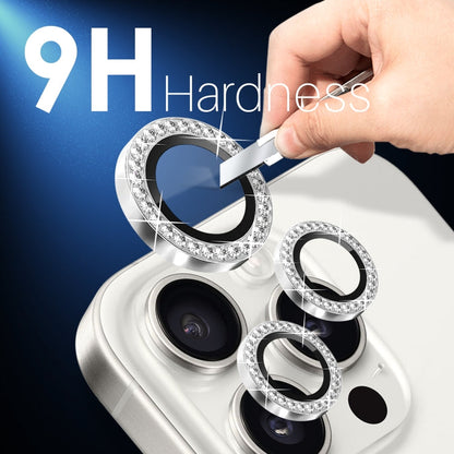 For iPhone 15 Pro / 15 Pro Max NORTHJO 2 Set 6Pcs Camera Lens Protector Diamond Metal Ring Film(Silver)
