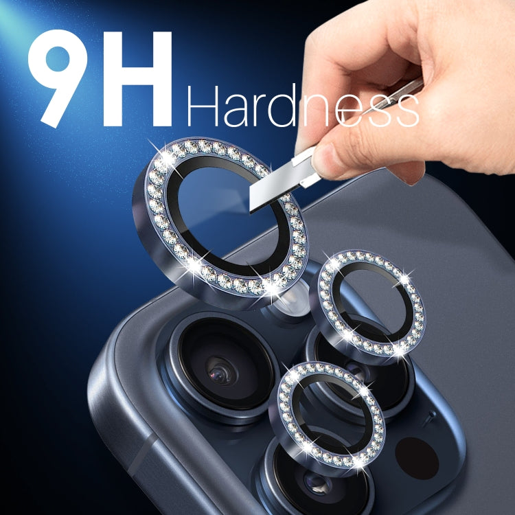 For iPhone 15 Pro / 15 Pro Max NORTHJO 2 Set 6Pcs Camera Lens Protector Diamond Metal Ring Film(Blue)