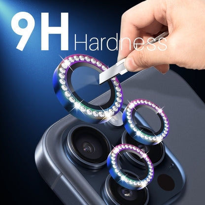 For iPhone 15 Pro / 15 Pro Max NORTHJO 2 Set 6Pcs Camera Lens Protector Diamond Metal Ring Film(Colorful)