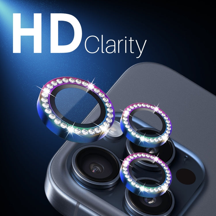 For iPhone 15 Pro / 15 Pro Max NORTHJO 2 Set 6Pcs Camera Lens Protector Diamond Metal Ring Film(Colorful)