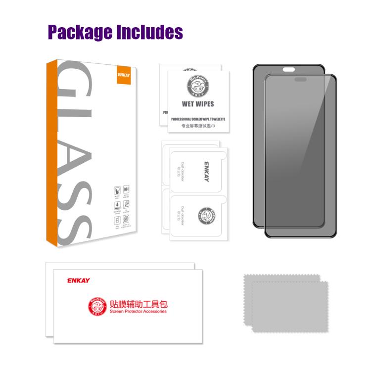 Pour Honor 400 Lite Global 2pcs ENKAY Hat-Prince Film en verre trempé anti-espionnage à impression en soie de 28 degrés