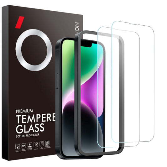 Pour iPhone 14 NORTHJO 2 films de protection d'écran en verre trempé A++ avec cadre d'installation
