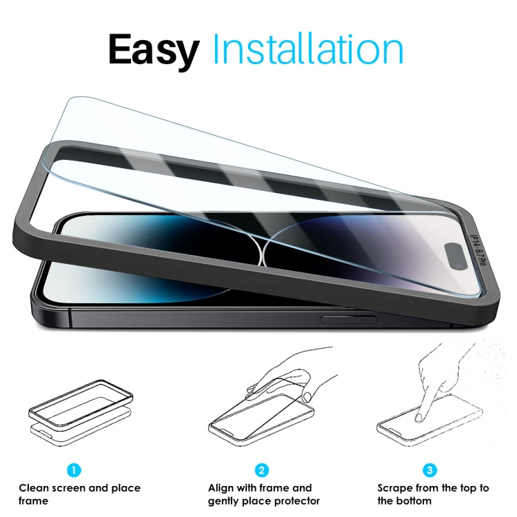 For iPhone 14 Pro Max NORTHJO 2pcs A++ Screen Protector Tempered Glass Film with Installation Frame