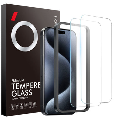 Pour iPhone 15 Pro Max NORTHJO 2 films de protection d'écran en verre trempé A++ avec cadre d'installation