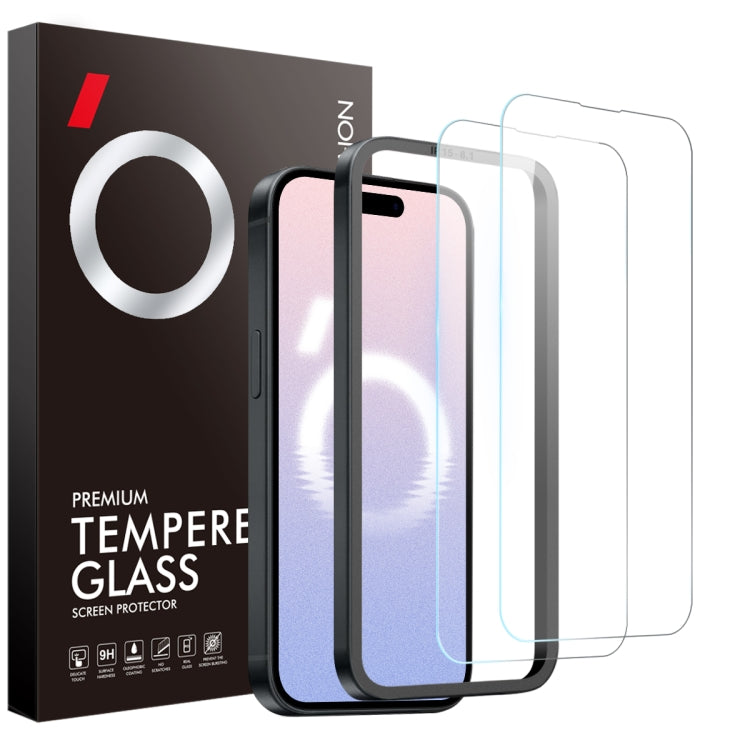 Pour iPhone 16 Plus NORTHJO 2 films de protection d'écran en verre trempé A++ avec cadre d'installation