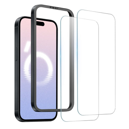 Pour iPhone 16 Plus NORTHJO 2 films de protection d'écran en verre trempé A++ avec cadre d'installation