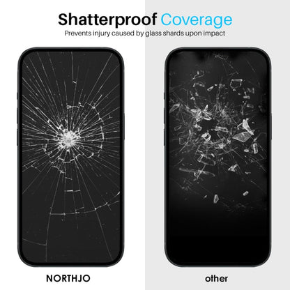 Pour iPhone 16 Plus NORTHJO 2 films de protection d'écran en verre trempé A++ avec cadre d'installation