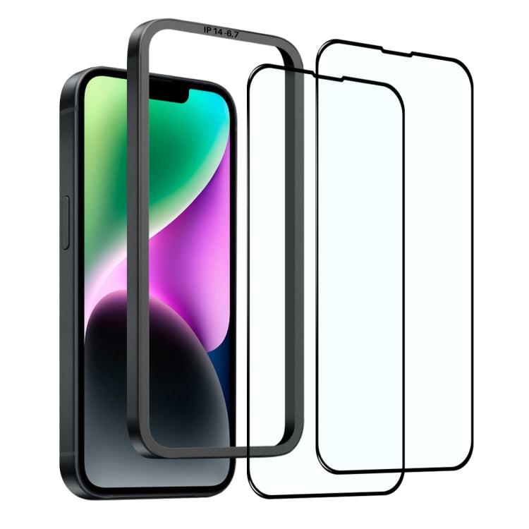 For iPhone 14 NORTHJO 2pcs A++ Tempered Glass Film with Installation Frame