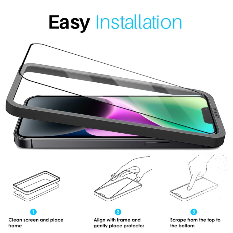 For iPhone 14 NORTHJO 2pcs A++ Tempered Glass Film with Installation Frame