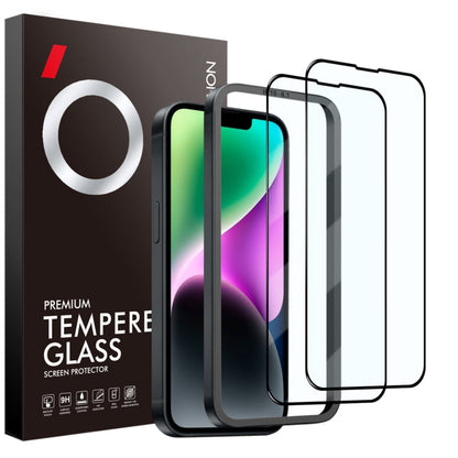For iPhone 14 Plus NORTHJO 2pcs A++ Tempered Glass Film with Installation Frame