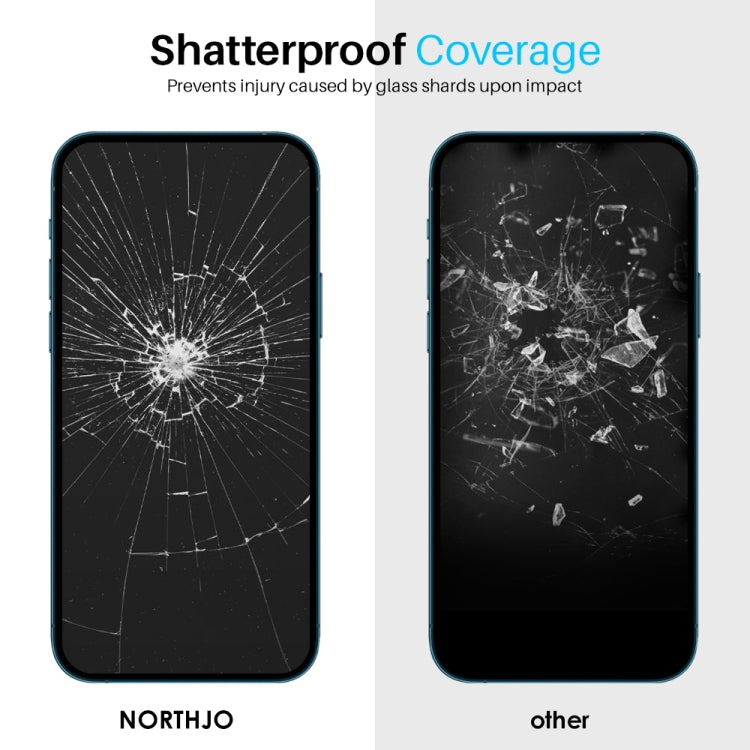 For iPhone 14 Plus NORTHJO 2pcs A++ Tempered Glass Film with Installation Frame