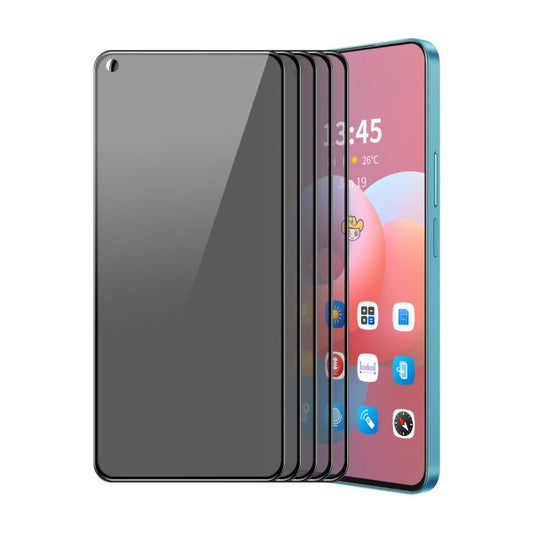 For OPPO Reno7 Pro 5pcs ENKAY Hat-Prince 28 Degree Anti-peeping Privacy Silk Print Tempered Glass Film