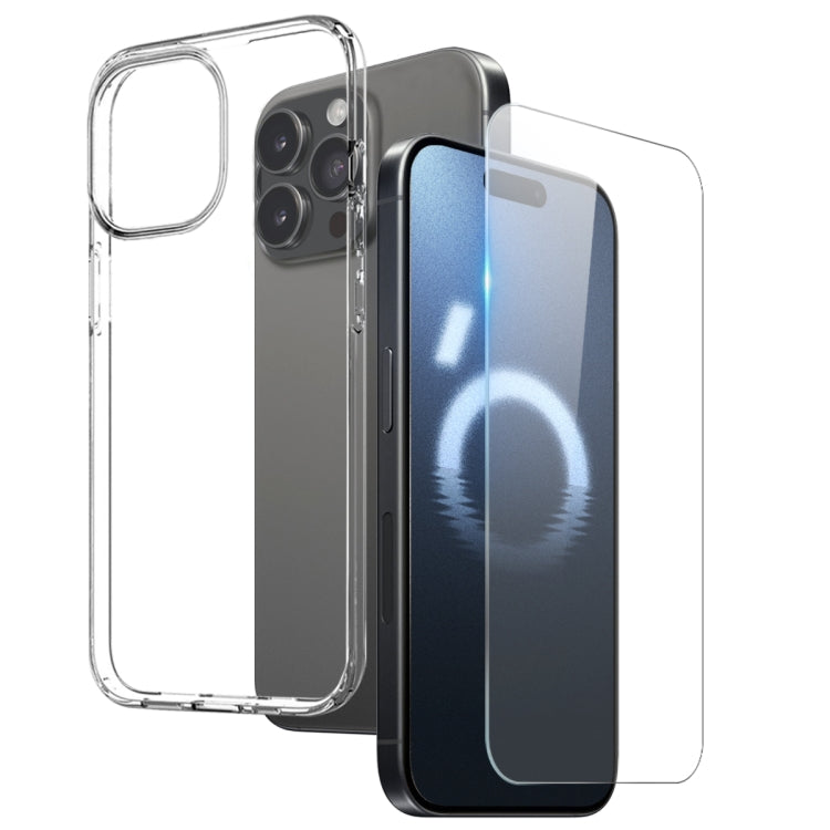 Pour iPhone 16 Pro Max NORTHJO Étui de téléphone 2 en 1 en TPU et protecteur d'écran en verre trempé (transparent)