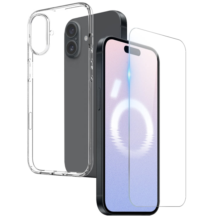 Pour iPhone 16 NORTHJO 2 en 1 Étui de téléphone en TPU avec protecteur d'écran en verre trempé (transparent)
